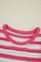 Stripe Hollowed Knit Sleeveless Sweater Dress (10)