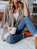 Full Size Open Front Waffle Knit Cardigan Plus (27)