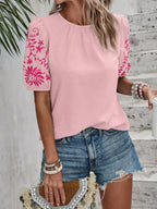 Embroidered Puff Sleeve Blouse (10)