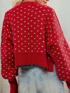 Slit Round Neck Long Sleeve Sweater (6)