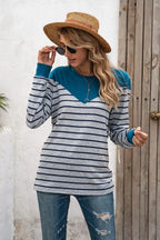 Striped Round Neck Long Sleeve T-shirt (23)