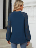 Round Neck Lace Long Sleeve Top (9)