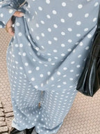 Polka Dot Boat Neck Top Pants Set (18)