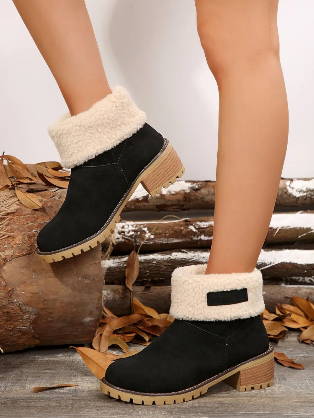 Thermal Fuzzy Block Heel Boots (11)
