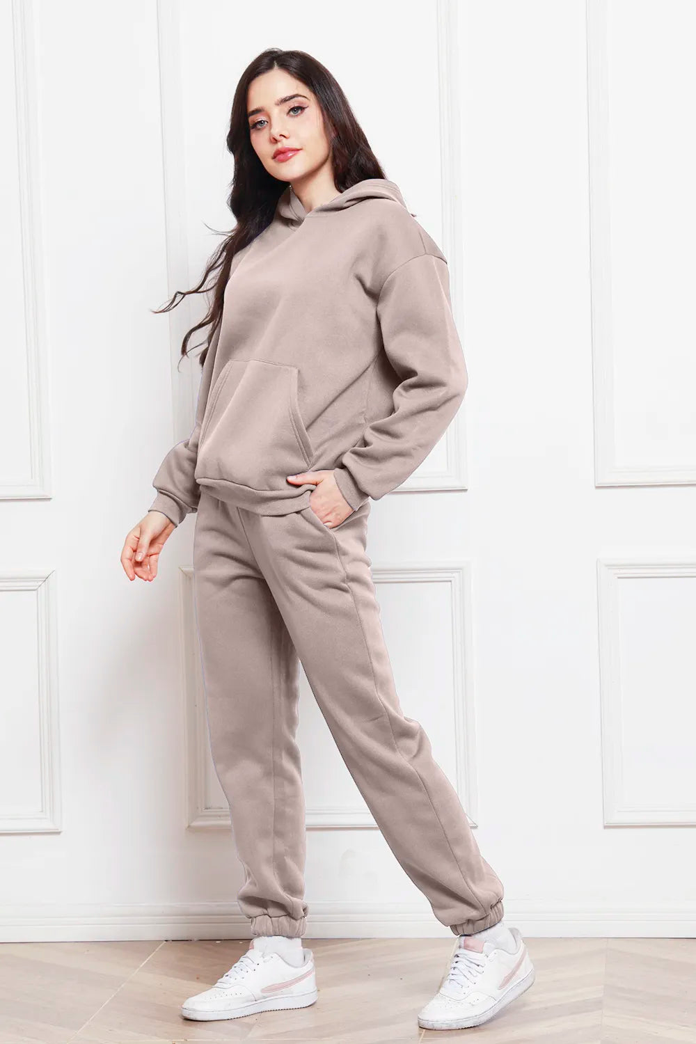 Drop Shoulder Long Sleeve Hoodie Pants Set (32)