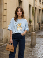 Cartoon Animal Print Short Sleeve worn by a model