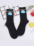 Cartoon Ribbed Knit Crew Socks