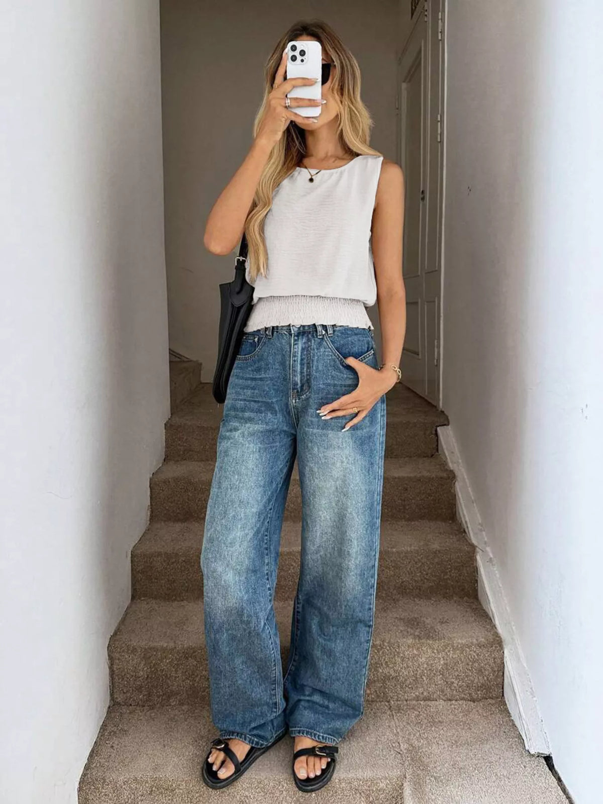Smocked Round Neck Tank (10)