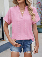 Eyelet Notched Short Sleeve Top (18)