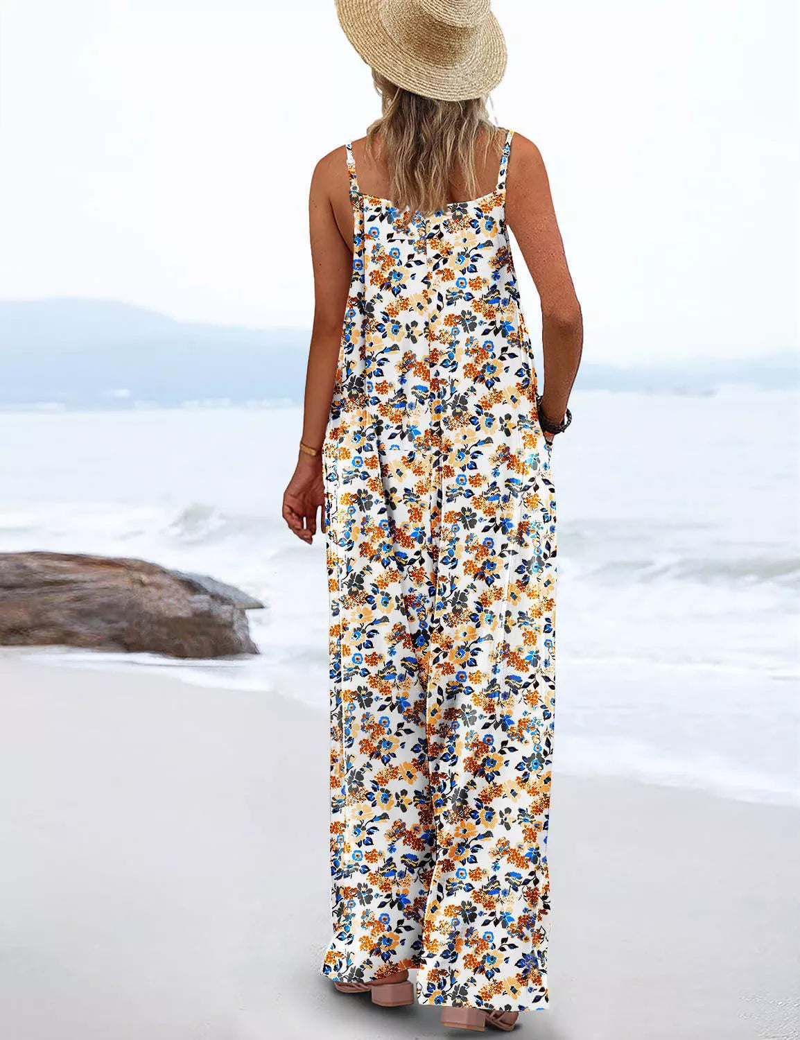 Full Size Floral Print Wide Leg Casual Jumpsuit Plus (6)