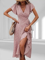 Floral Print Ruffle Hem Wrap Midi Dress (9)