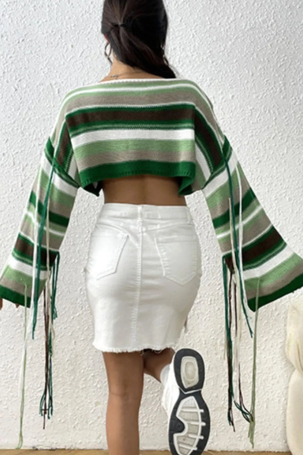 Fringe Striped Round Neck Knit Top (5)