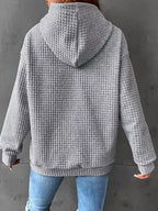 Waffle Knit Hoodie Drawstring Details (6)