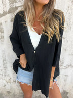 Full Size One Button Long Sleeve Shirt Plus (3)
