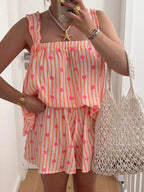 Striped Heart Cami Top Shorts Set (2)