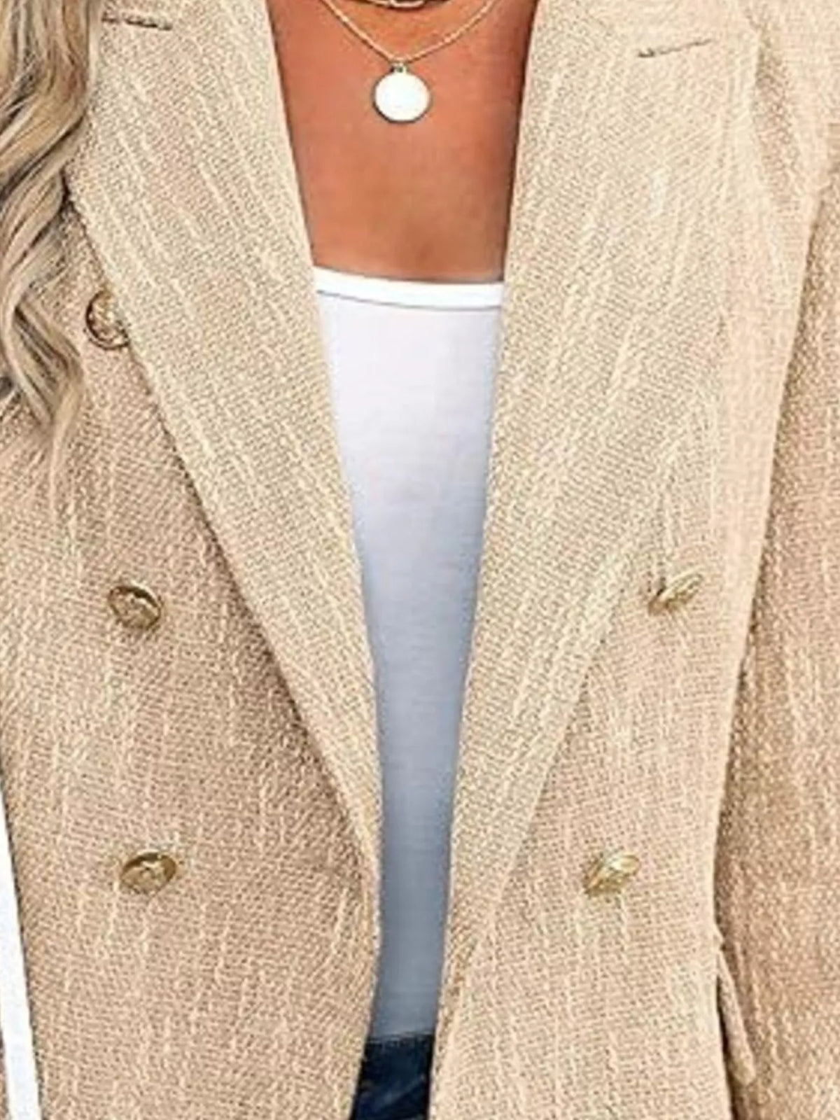 Double-breasted Lapel Collar Blazer (11)