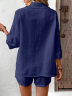 Button Detail Top Shorts Set (16)