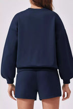 Round Neck Sweatshirt Shorts Set (5)