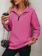 Zip-up Dropped Shoulder Sweatshirt (7)