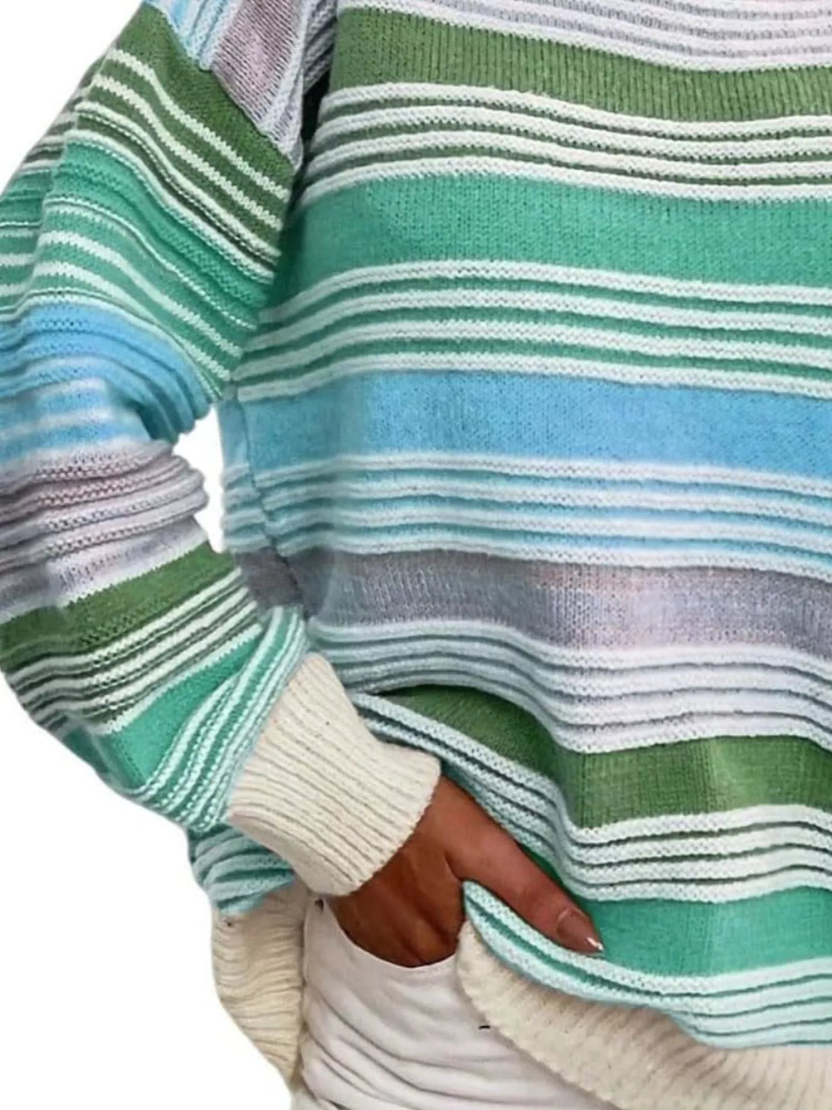 Rainbow Striped Drop Shoulder Oversized Sweater (20)