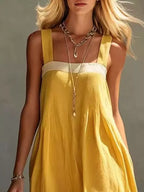 Color-block Sleeveless Linen-blend Midi Dress (12)