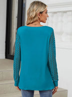 Cutout Round Neck Long Sleeve T-shirt (12)