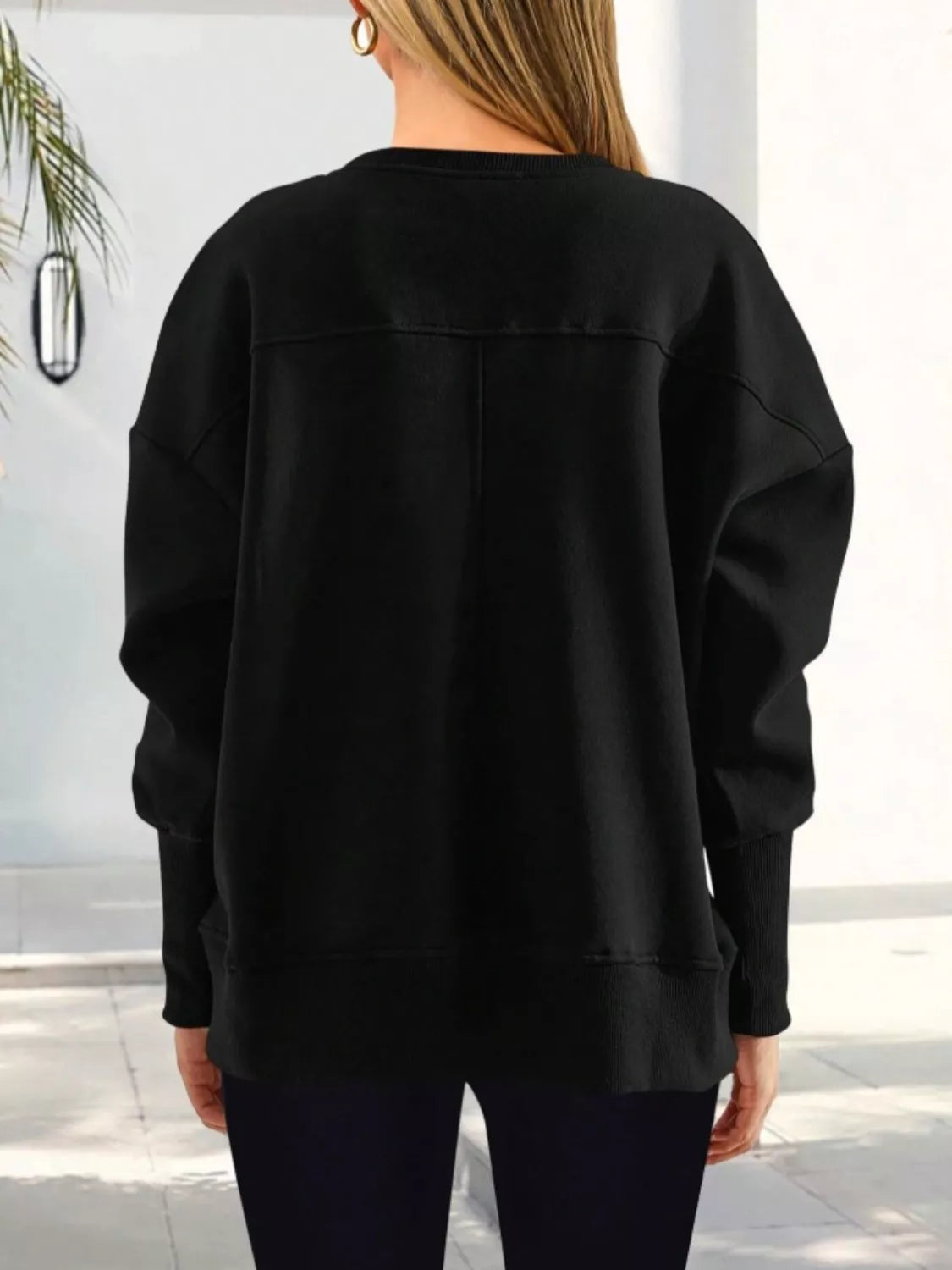 Casual Loose Side Slit Sweatshirt (24)