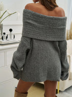 Off-shoulder Extra-long Sleeve Sweater (9)