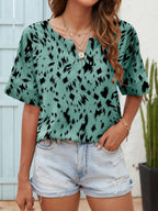 Printed Notched Neck Half Sleeve Blouse (10)
