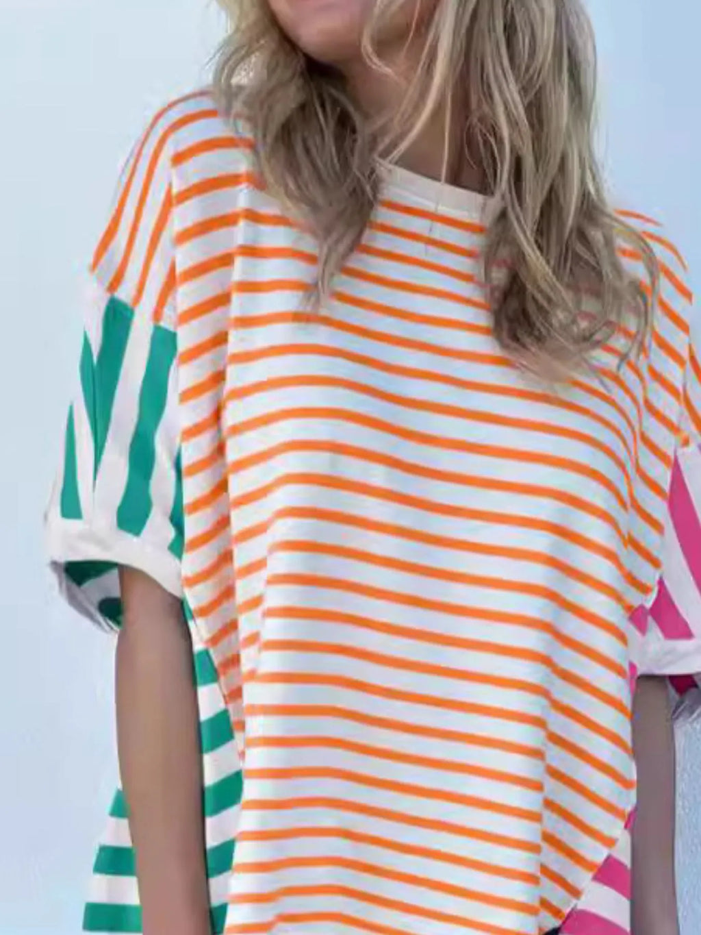 Colorful Striped Oversized T-shirt (6)