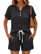 Casual Ribbed Knit Tee Shorts Set (11)