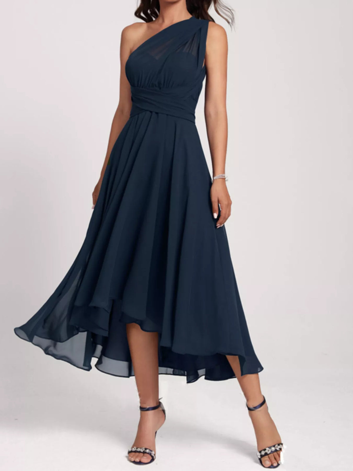 Ruched A-line Midi Dress