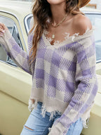 Frayed Hem Long Sleeve Sweater (17)