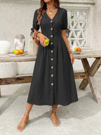 Button-down Short Sleeve Midi Dress (8)