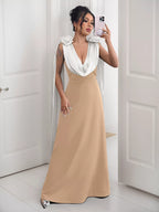 Floral Applique Two Tone Maxi Dress (16)