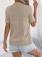 Cable Knit Button Down Short Sleeve Cardigan (12)