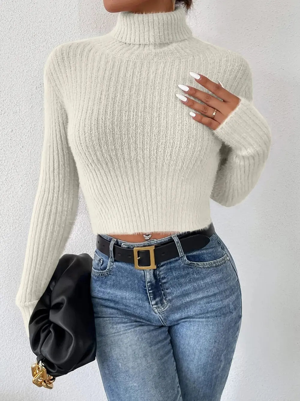 Ribbed Turtleneck Long Sleeve Sweater (12)