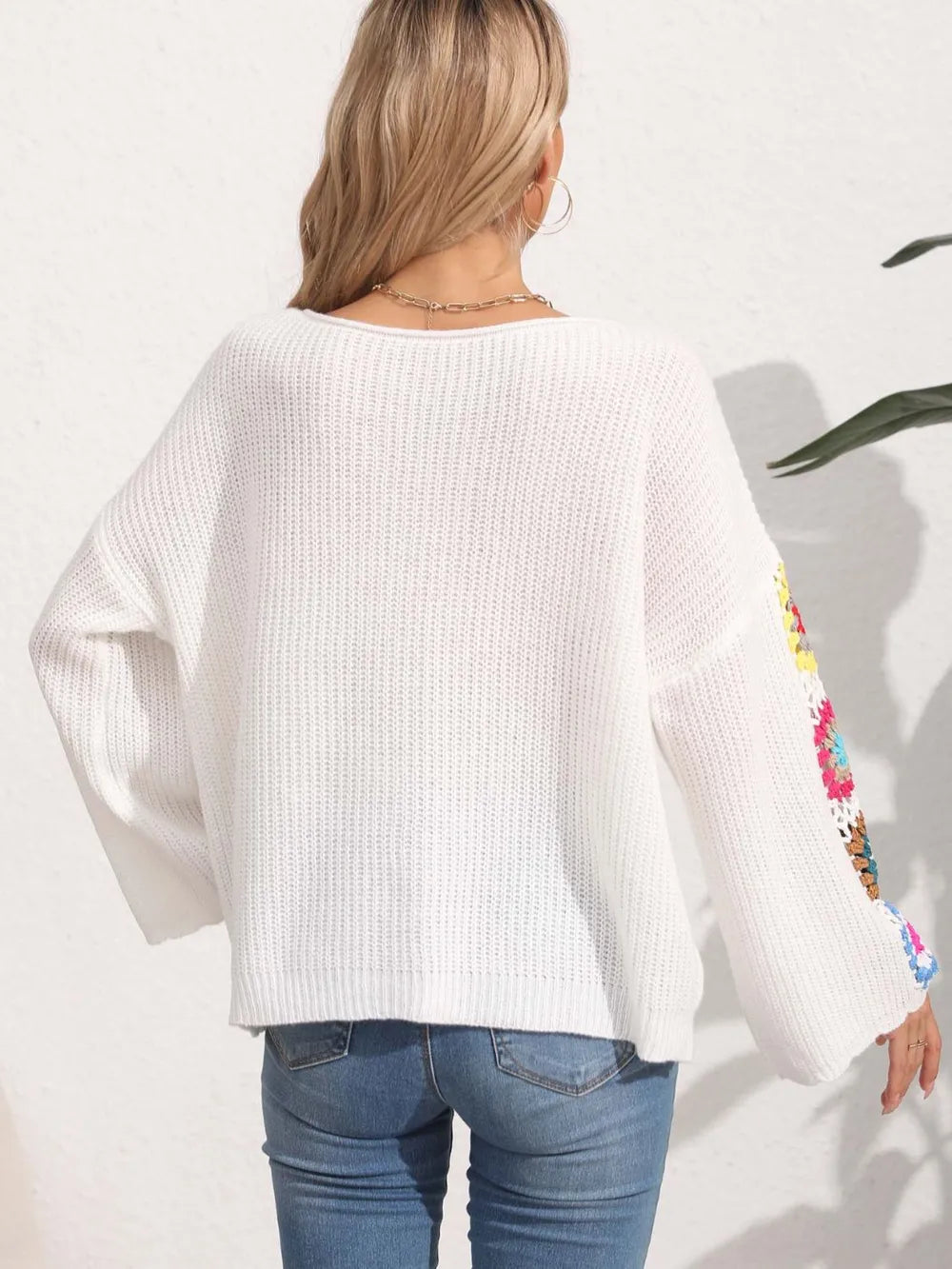 Crochet Flower Long Sleeve Sweater (2)