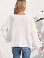 Crochet Flower Long Sleeve Sweater (2)