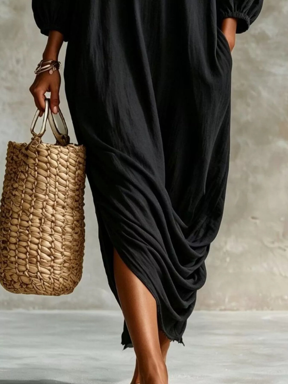 Ruffled Boat Neck Ruched Midi Dress (12)