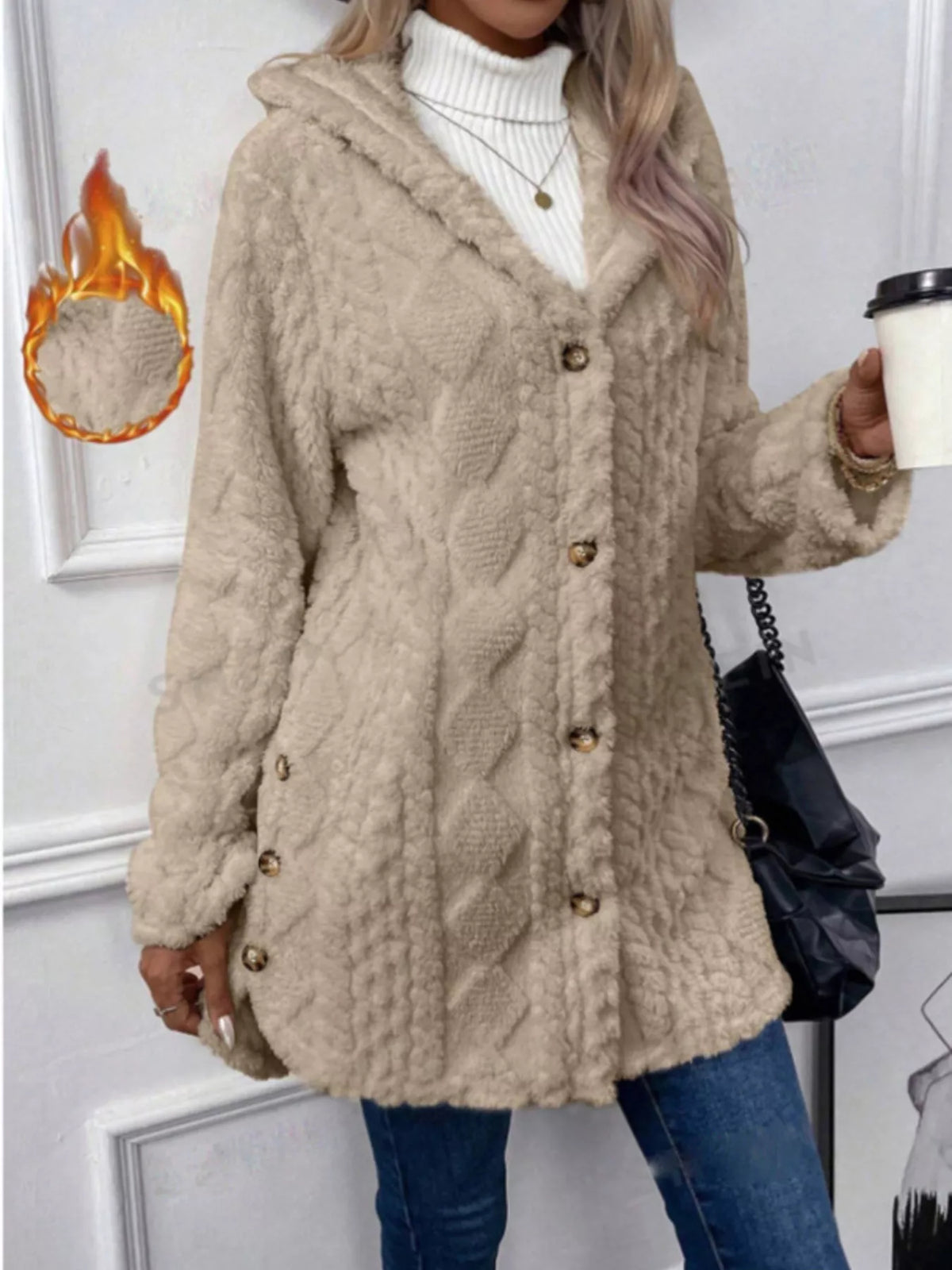 Hooded Button-down Fleece Outerwear (6)