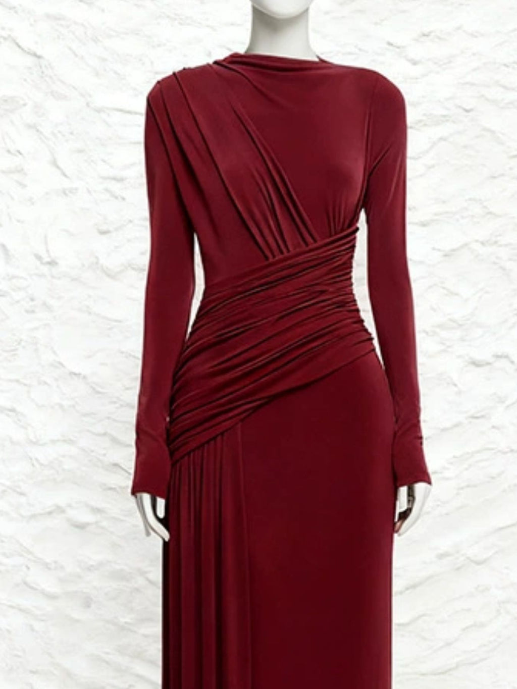 Ruched Long Sleeve Maxi Dress (11)