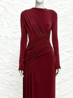 Ruched Long Sleeve Maxi Dress (11)