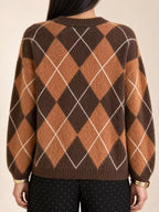 Argyle Pattern Fuzzy Knit Sweater (4)