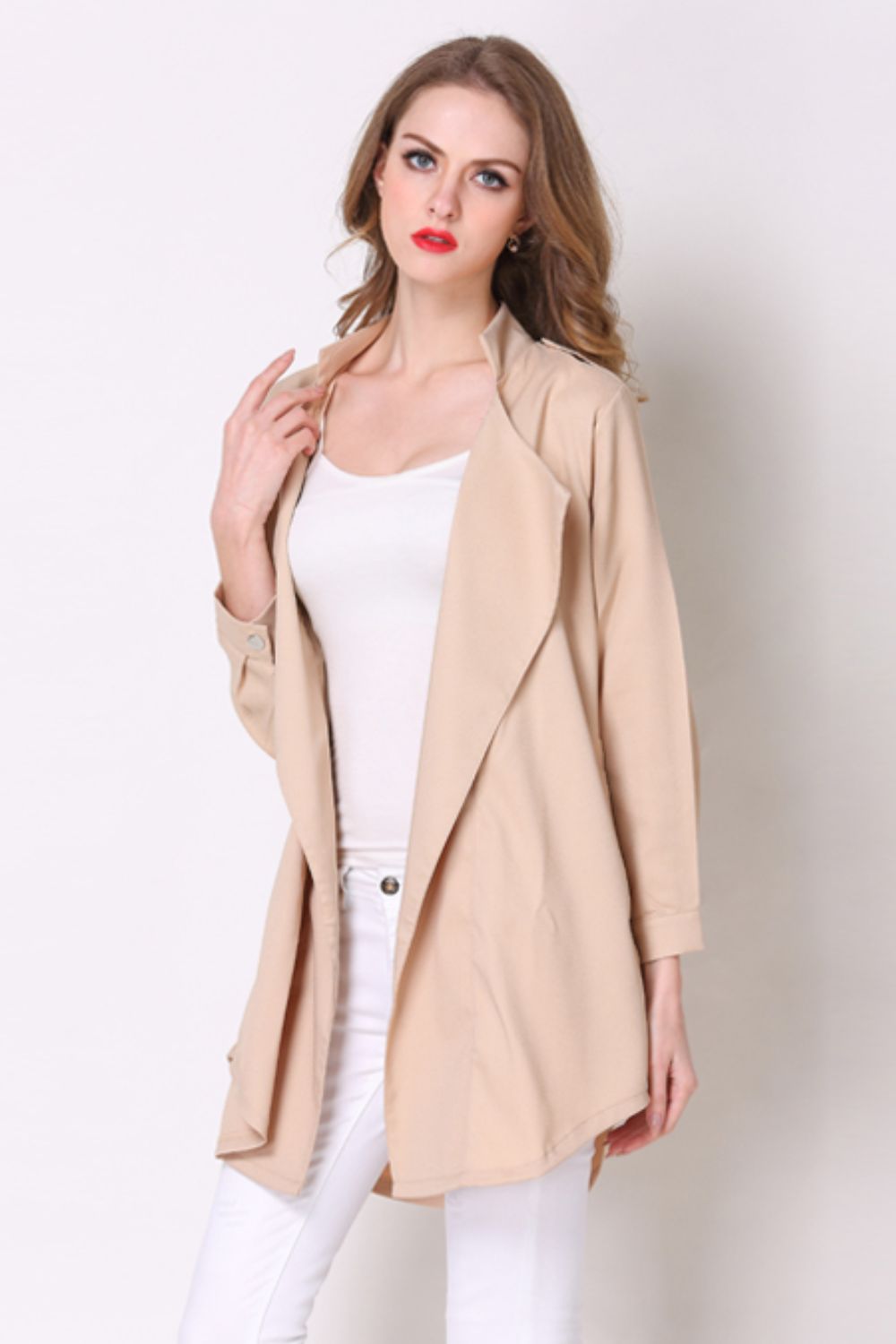 Full Size Open Front Longline Trench Coat (4)