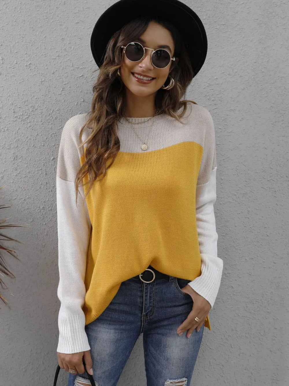 Block Round Neck Sweater (4)
