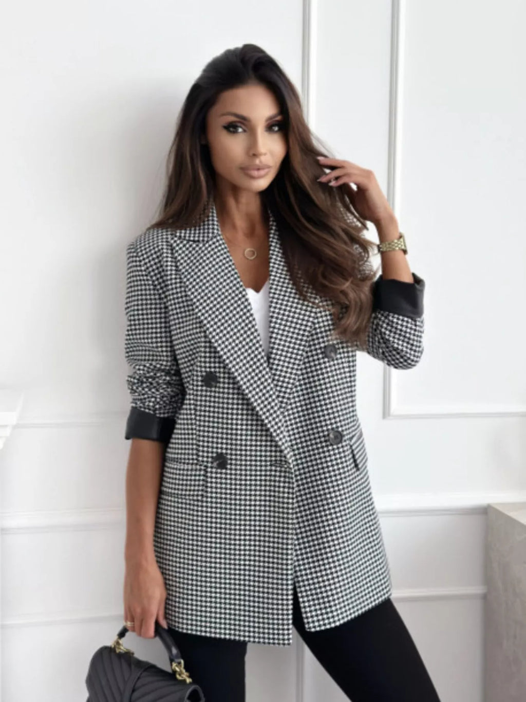 Lapel Collar Long Sleeve Blazer (11)