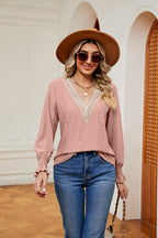 Contrast Flounce Sleeve Blouse (11)