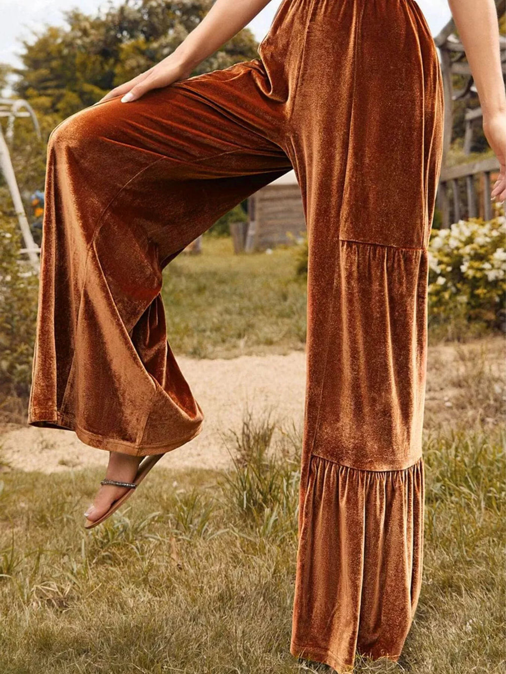 Velvet High Waist Wide Leg Pants (4)