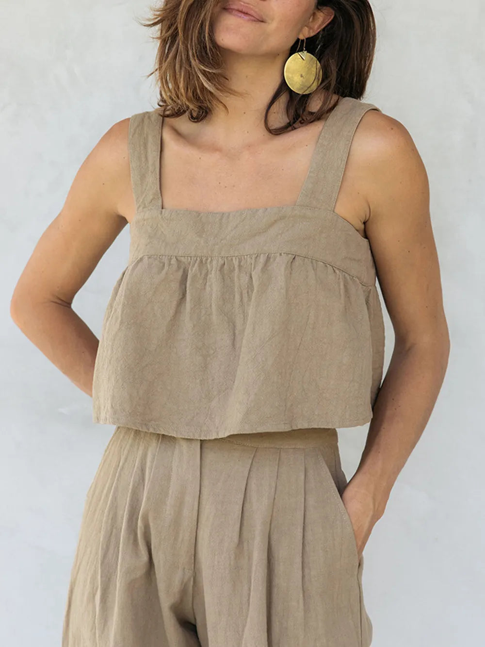 Square Neck Wide Strap Top Pants Set (7)